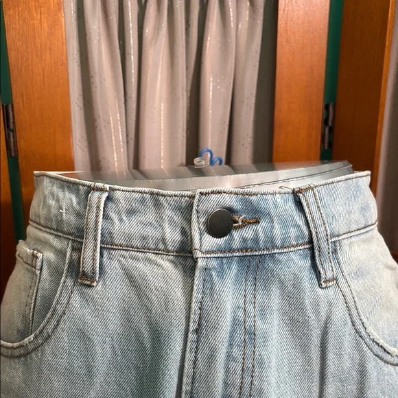 Fashion Nova Blue Straight Leg Jeans with Vintage Distressing - Picture 6 of 16